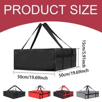 Haful Black and Red Pizza Insulated Bag Delivery Baginsulated Bag Large Capacity Pizza Bag (50X50X15Cm) Pizza Bags for Transport 20X20X6 Inch Insulated Non Woven Cloth Pizza Bag