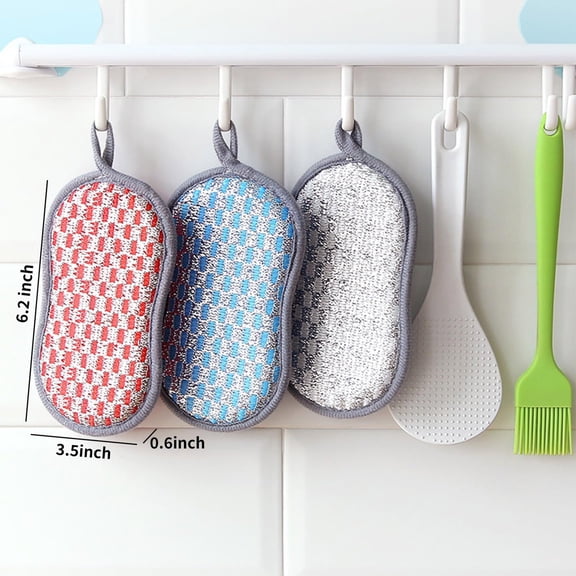 Haful Cleaning Brush Sponges Kitchen Dish Sponge for Washing Dishes Cleaning Kitchen 6 Pack Non Scratch Rough Scrubbers Side for Non Stick Cookware Soft Microfiber Scrub Side for Dishes