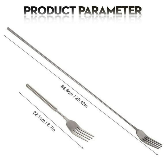 Haful Extendable Tableware A forkextendable fork 8.7 to 25.4 Inch Long Handle fork Extra Long fork Telescopic Bbq fork Stainless Dinner fork Dessert fork Long Handle Cutlery Stainless Tablew