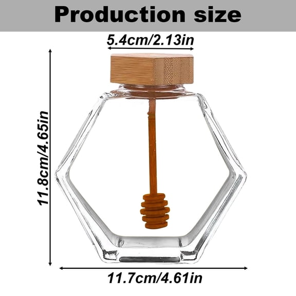 Haful Glass&Bottle Hexagonal Glass Bottle with Wooden Packaging Bottle Small Container Storage Jar for Home Kitchen, 1* Jar
