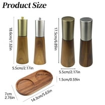 Haful Golden Acacia Wood Grinderand Pepper Grinder Mill with Wood Base Stainless Manual Shaker and Pepper Mill Adjustable Thickness Suitable for Kitchen ( & Pepper Grinder)