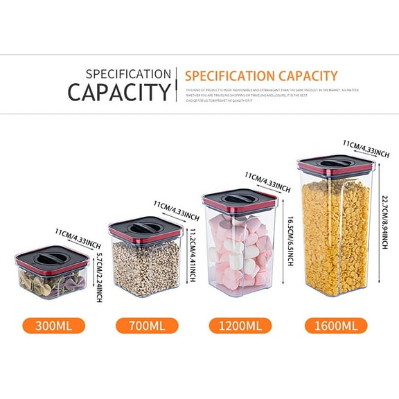 Haful Kitchen Storage Tankkitchen Pantry Airtight Seal Dry Storage with Lid Modular Stackable Square Clear Canister for Cereal Sugar Flour Snack Coffee Pasta Container