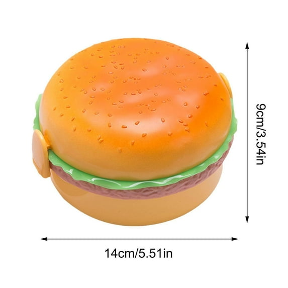 Haful Lunch Bag Creative Hamburger Shape Lunch Box Large Capacity 3 Box with Fork Microwave Heated, A Double-Layered Hamburger Lunch Box