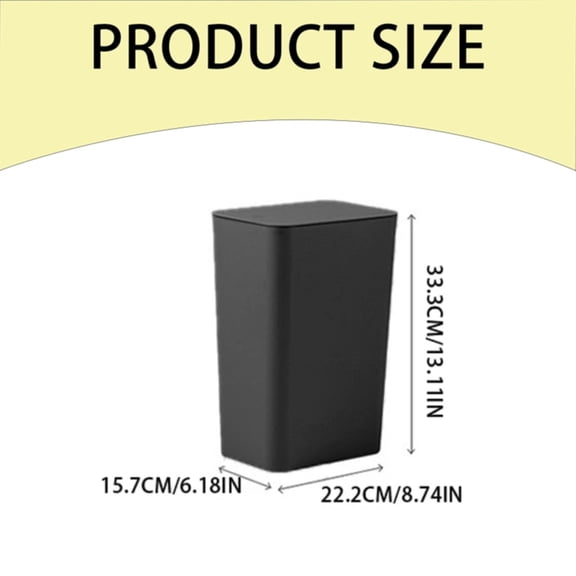 Haful Rubbish Bags Small Trash Can with Lid Bathroom Garbage Can with Up Lid 13In Plastic Trash Waste Basket for Kitchen Bedroom Narrow Space, 1* Square Press Trash Can with Lid