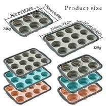 Haful Silicone Muffin Baking Tray, 12-Hole Muffin Cup, Bluesilicone Pan for Baking with Metal Reinforced Frame 6/12 Cup Regular Size Cupcake Pan Silicone Tray Pan Baking Pan for Oven Dishwasher