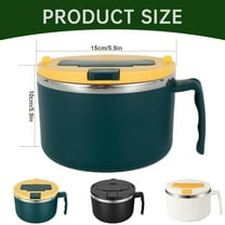 Haful Tableware 1200Ml 304 Stainless Steel Noodle Bowl Microwave Noodle Bowl Set with Spoon Chopsticks Ramen Cooker Bowl with Handle Dishwasher Portable Soup Bowl for College Dorm Home