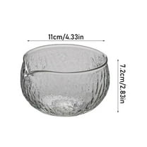 Haful Vertical Tea Bowl, 500Mltextured Glass Matcha Bowl with Pouring Spout Handmade Japanese Style Matcha Green Tea Chawan Big Glass Salad Porridge Juice Bowl Cup