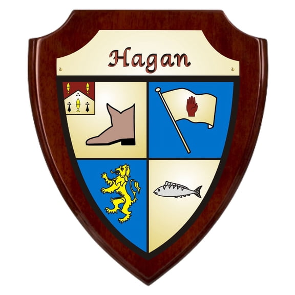 Hagan Irish Coat of Arms Shield Plaque - Rosewood Finish
