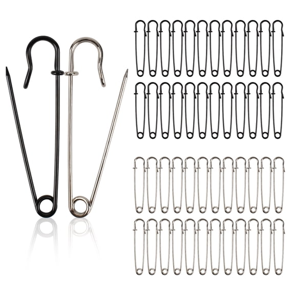 Hagao Black and Silver Sewing Brooch Sewing Fasteners 50 Pack