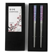 Hagary Cherry Blossom Rainbow Chopsticks Metal Chopsticks 2 Pairs