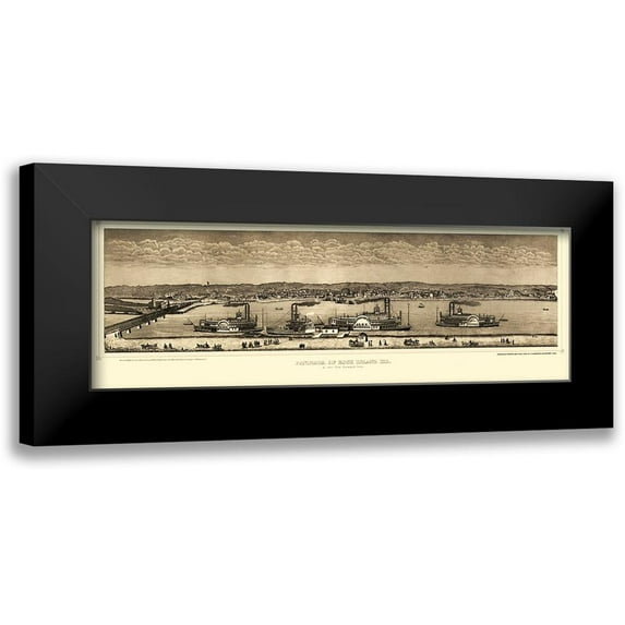 Hageboeck 14x7 Black Modern Framed Museum Art Print Titled - Rock Island Illinois - Hageboeck 1874