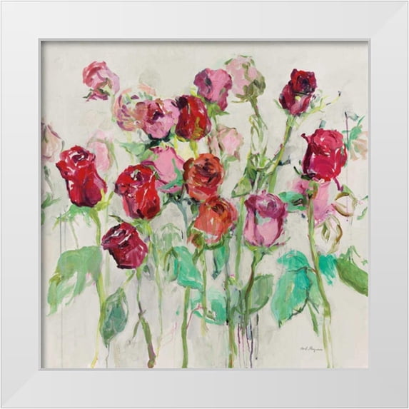 Hageman, Marilyn 12x12 White Modern Wood Framed Museum Art Print Titled - Wild Roses Warm Gray