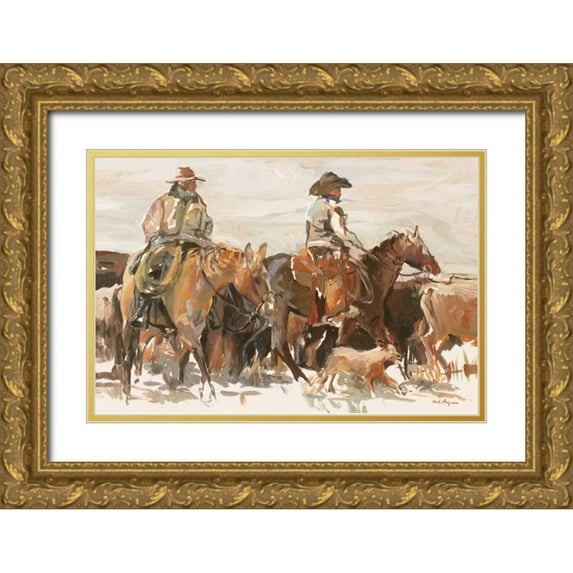 Hageman, Marilyn 14x11 Gold Ornate Wood Framed with Double Matting Museum Art Print Titled - The Roundup Warm