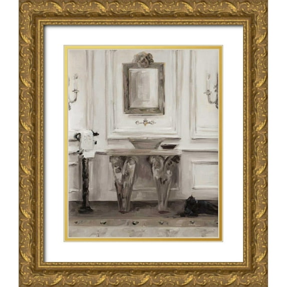 Hageman, Marilyn 15x18 Gold Ornate Wood Framed with Double Matting Museum Art Print Titled - Classical Bath I Gray