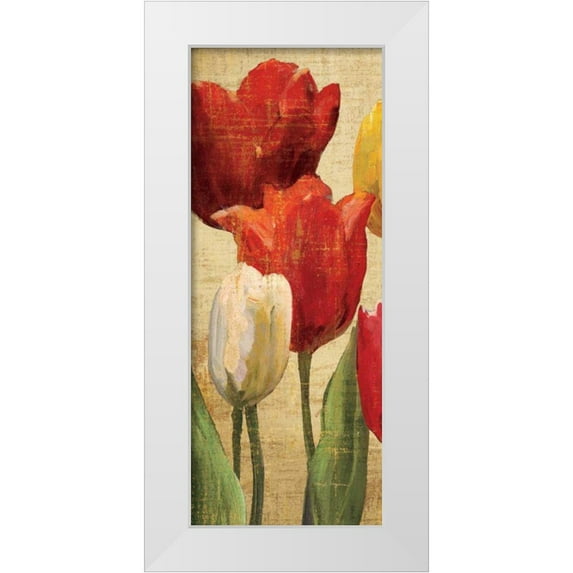 Hageman, Marilyn 15x32 White Modern Wood Framed Museum Art Print Titled - Tulip Fantasy on Cream II