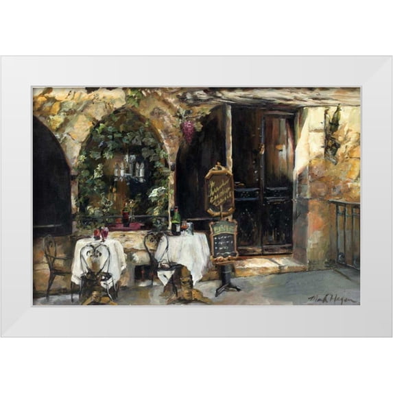 Hageman, Marilyn 18x13 White Modern Wood Framed Museum Art Print Titled - Meeting at the Cafe