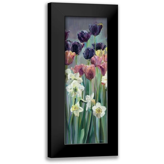 Hageman, Marilyn 7x14 Black Modern Framed Museum Art Print Titled - Grape Tulips Panel II