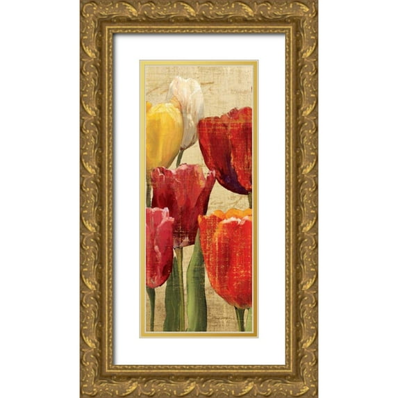 Hageman, Marilyn 8x14 Gold Ornate Wood Framed with Double Matting Museum Art Print Titled - Tulip Fantasy on Cream III