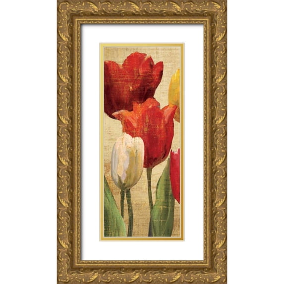Hageman, Marilyn 8x14 Gold Ornate Wood Framed with Double Matting Museum Art Print Titled - Tulip Fantasy on Cream II