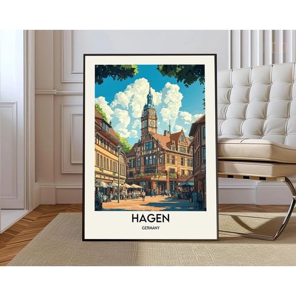 Hagen Germany City Map Wall Art Travel Decor Photo Print, Unframed Paper Poster 8x10in