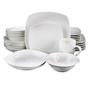 Hagen Square Dinnerware Set, White - Set of 30