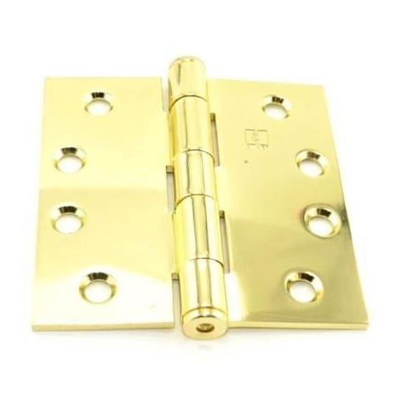 Hager 127943 4 x 4 in. Full Mortise Five Knuckle Plain Bearing Standard Weight Hinge, No. 008540 Bright Brass