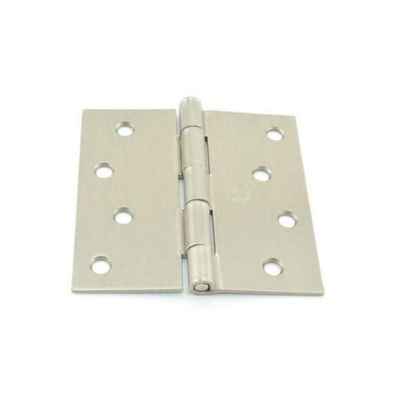 Hager 1741415EA 4 x 4 in. Steel Square Corner Full Mortise Plain Bearing Residential Hinge, No. 032829 Satin Nickel