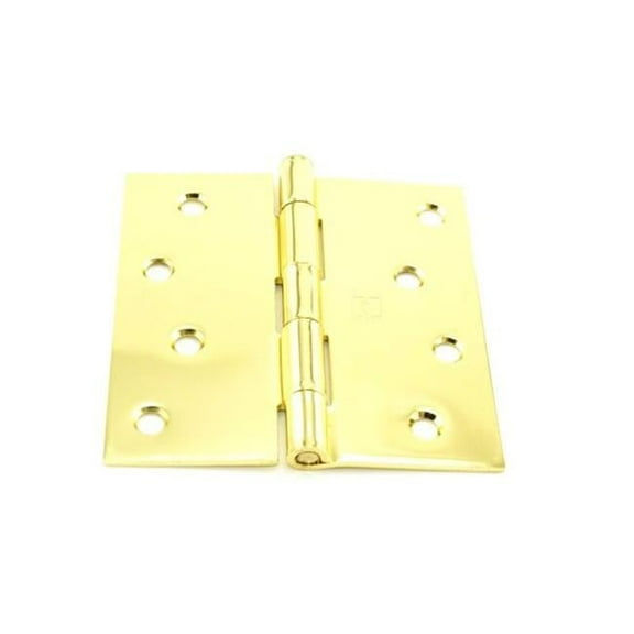 Hager 174143EA 4 x 4 in. Steel Square Corner Full Mortise Plain Bearing Residential Hinge, No. 033148 Bright Brass