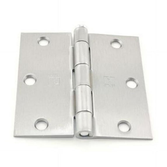 Hager 3.5 x 3.5 in. Steel Square Corner Full Mortise Plain Bearing Residential Hinge, No. 030551 Satin Chrome