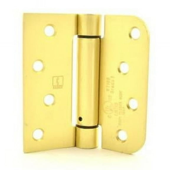 Hager  4 x 4 in. Square by 0.625 in. Radius Corner Steel Full Mortise Residential Spring Hinge, No. 118766 Satin Brass