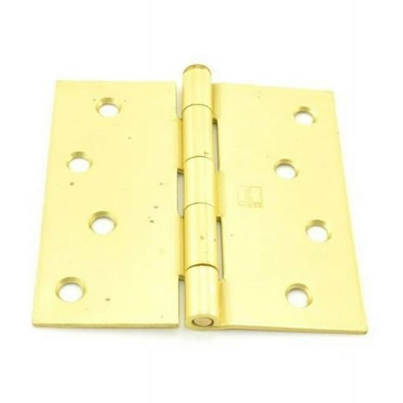 Hager 4 x 4 in. Steel Square Corner Full Mortise Plain Bearing Residential Hinge, No. 029664 Satin Brass