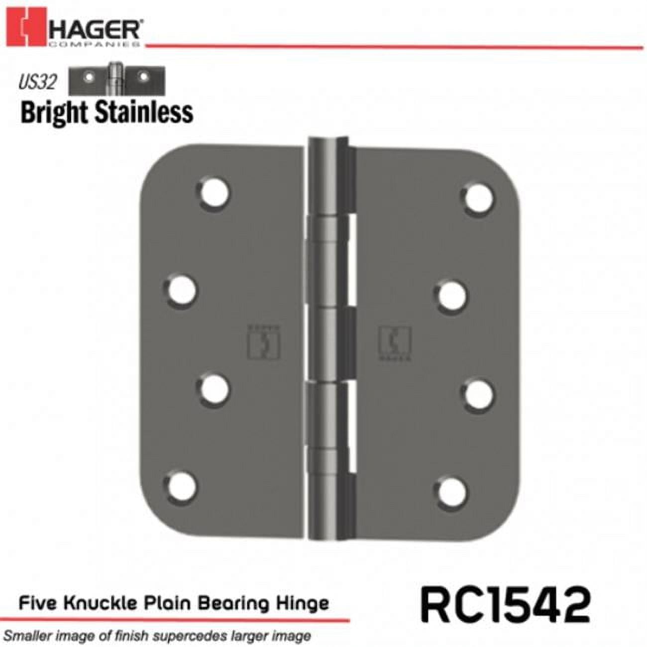 Hager Hinge 4 x 4 in. 0.625 in. Full Mortise Brass Residential Plain