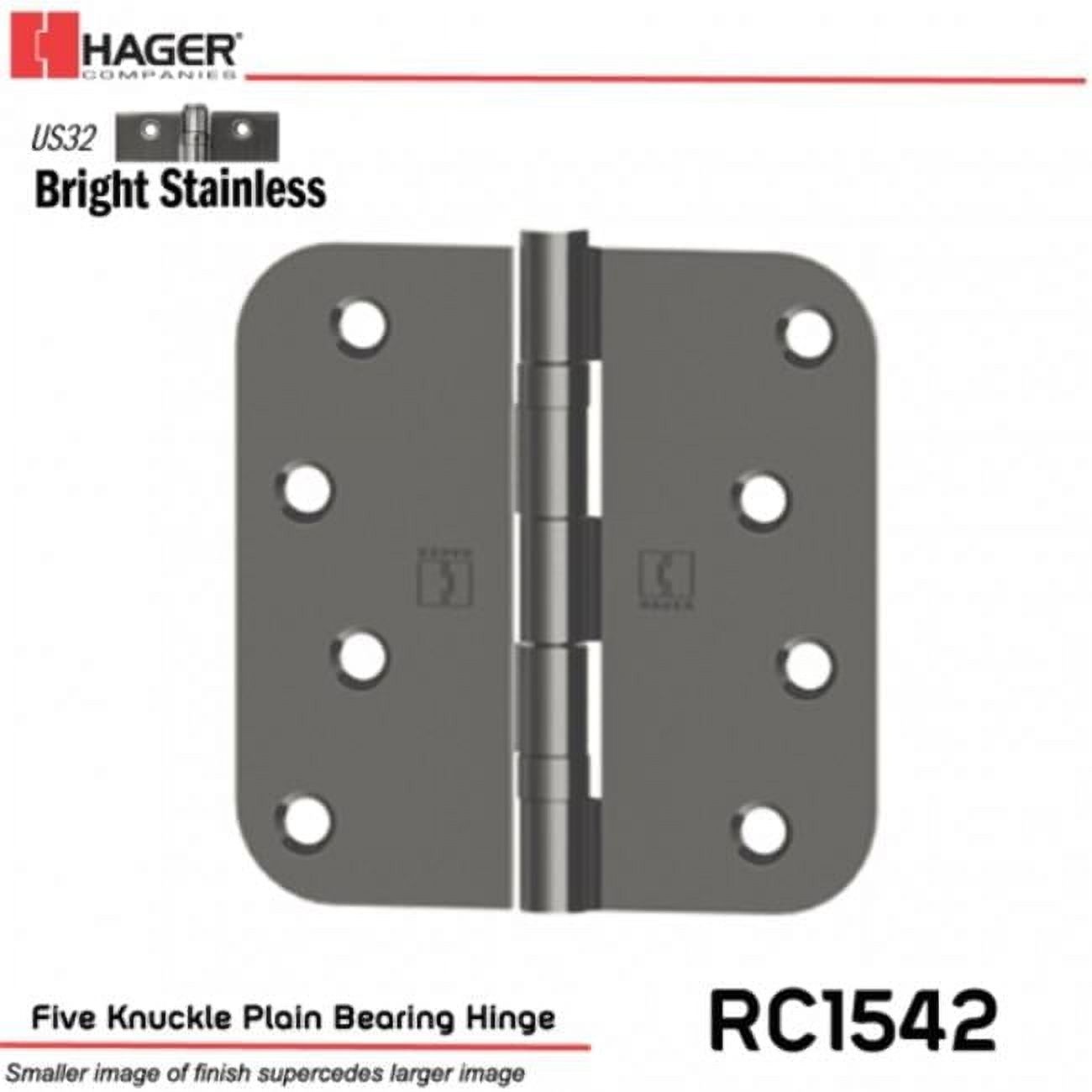 Hager Hinge RC154243258 4 x 4 in. 0.625 in. Full Mortise Brass