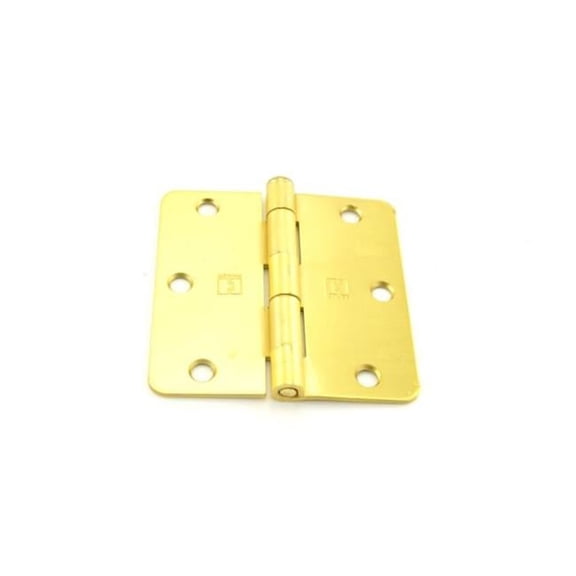 Hager Hinge RC17413124EA14 3.5 x 3.5 in. 0.25 in. Radius Full Mortise Residential Plain Bearing Hinge, Satin Brass