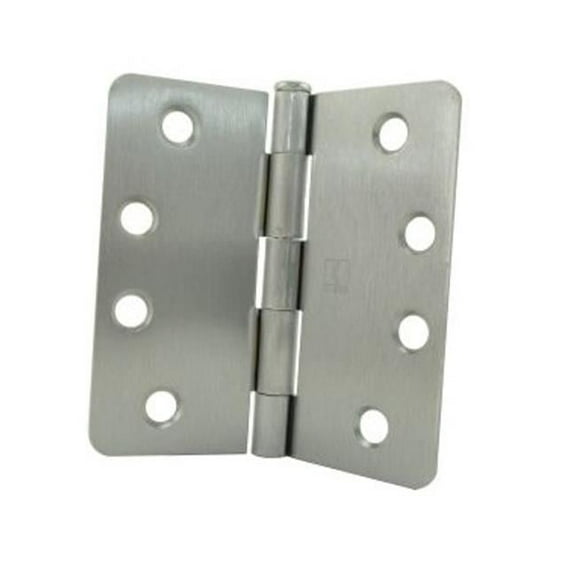 Hager Hinge RC1749426D14 4 x 4 in. 0.25 in. Radius Full Mortise Residential Plain Bearing Template Hinge, Satin Chrome