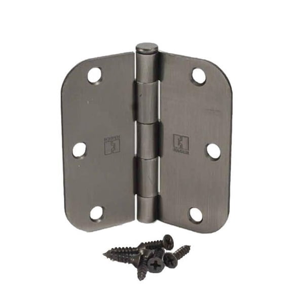 Hager Hinge RC1842312ANEA58 3.5 x 3.5 in. 0.625 in. Radius Full Mortise Residential Plain Bearing Hinge, Antique Nickel