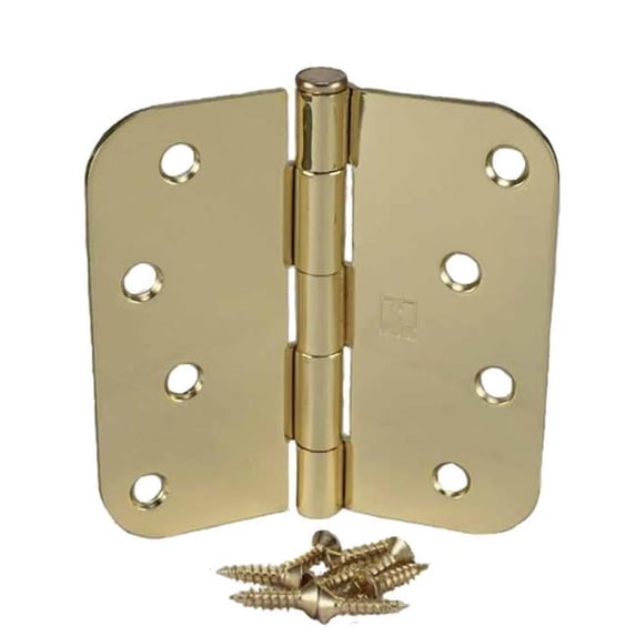 Hager Hinge RC184243EA58 4 x 4 in. 0.625 in. Radius Full Mortise Residential Plain Bearing Hinge, Bright Brass