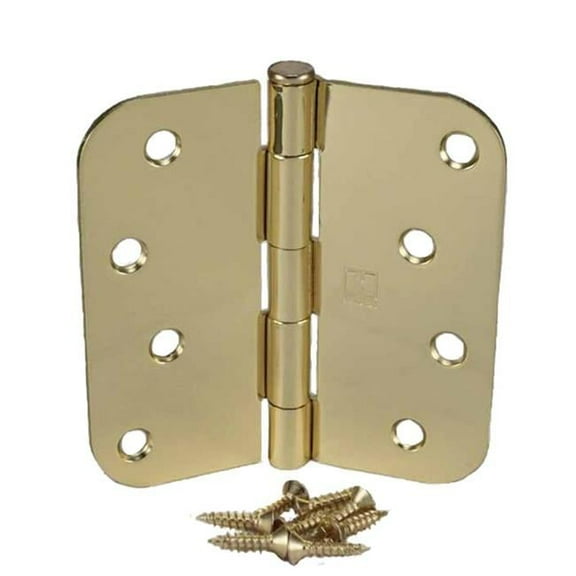 Hager Hinge RC184243EA58 4 x 4 in. 0.625 in. Radius Full Mortise Residential Plain Bearing Hinge, Bright Brass