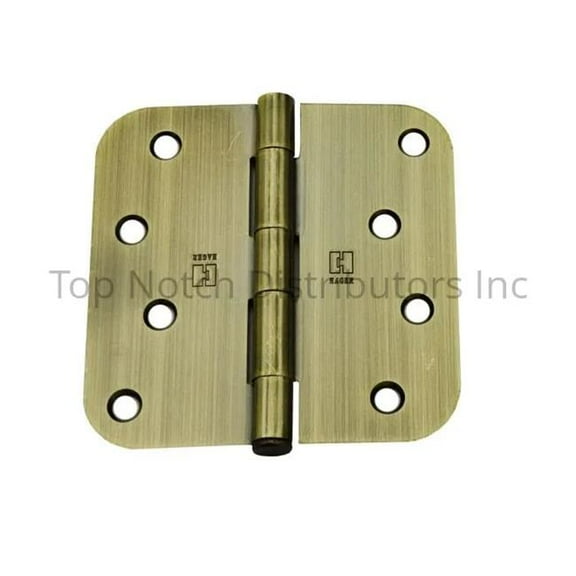 Hager Hinge RC184245EA58 4 x 4 x 0.63 in. Radius Full Mortise Residential Plain Bearing Hinge - Antique Brass Finish