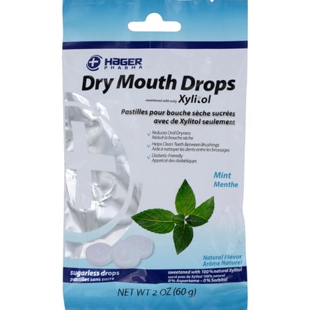 Hager Pharma Dry Mouth Drops with Xylitol, Mint 2 oz