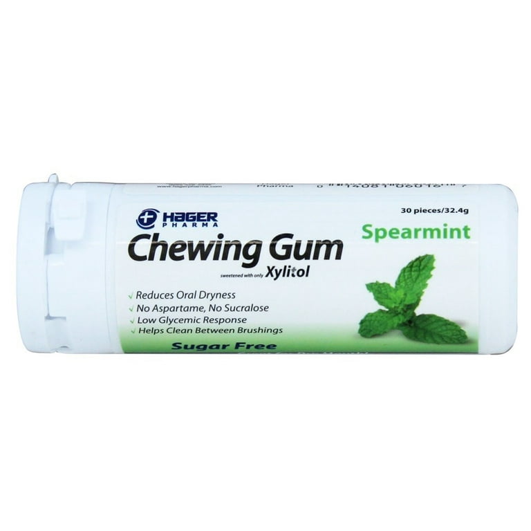 Hager Pharma Xylitol Chewing Gum - Spearmint - 30 ct - Case of 6