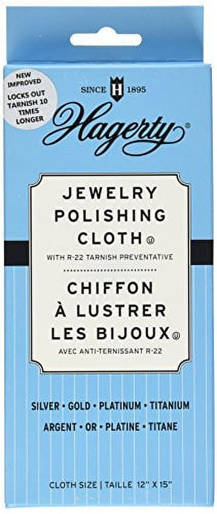 Hagerty Jewelry Polishing Cloth, for Sterling Silver, Gold, Platinum - Safe  On Necklaces, Rings, Bracelets, Made in USA, Kosher Certified, 12 in. x 15