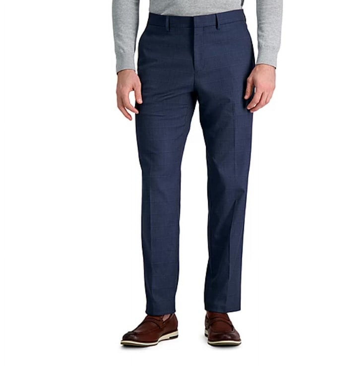 Haggar Herren Anzughose Windowpane – Taillierte Passform, Stretch, Versteckter Komfortbund