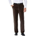 thumbnail image 1 of Haggar Men's 21 Wale Stretch Corduroy Expandable Waist Classic Fit Plain Front Pant, Brown, 44x30, 1 of 4