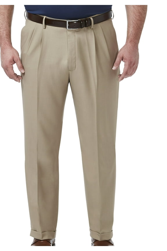 Mens Pants 44X30 Classic Non-Wrinkle Dress Stretch Beige 44