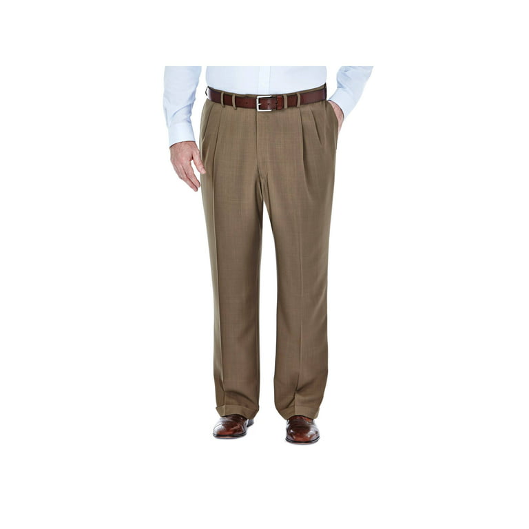 Haggar Men's Big & Tall E-CLO Stria Pleat Front Dress Pant Classic Fit  HD90219