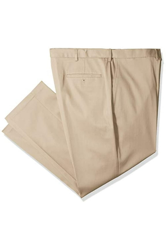 Big & Tall Haggar® Premium Stretch No-Iron Khaki Flat-Front Pants Color: Khaki Size: 44X34