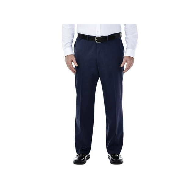 Haggar Men's Big & Tall Premium No Iron Khaki Flat Pant Classic Fit ...