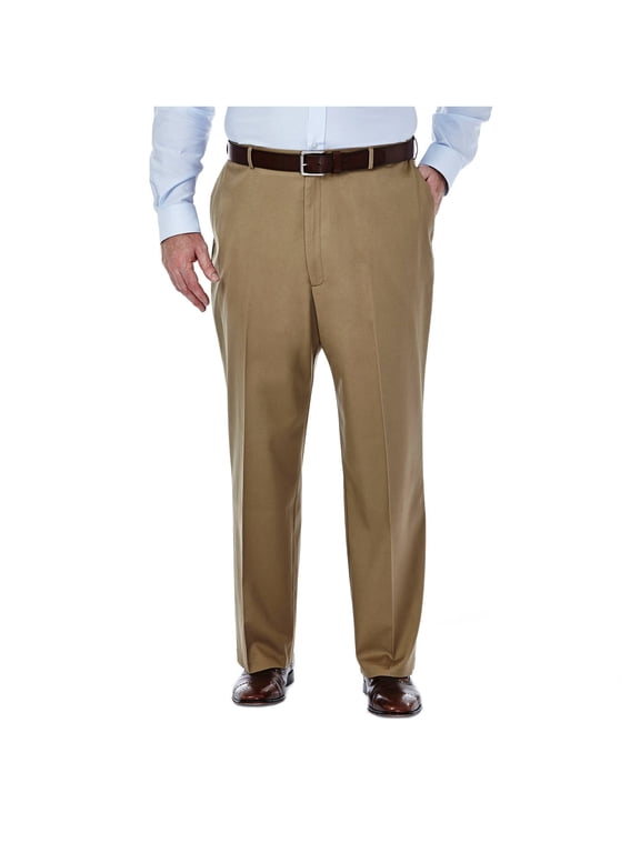 Men's Big & Tall Premium No Iron Khaki Flat Pant Classic Fit, Sizes 44x29-56x30