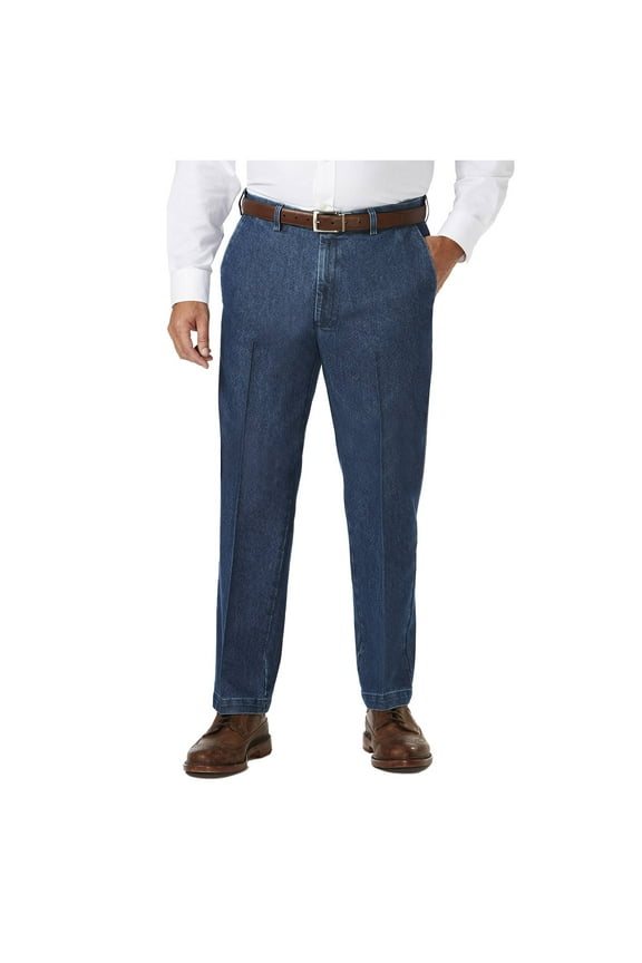 Men's Big & Tall Stretch Denim Flat Front Trouser Classic Fit HC90275